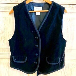 Talbots Velvet Vest Satin Trimmed Coin Pockets Petite Small